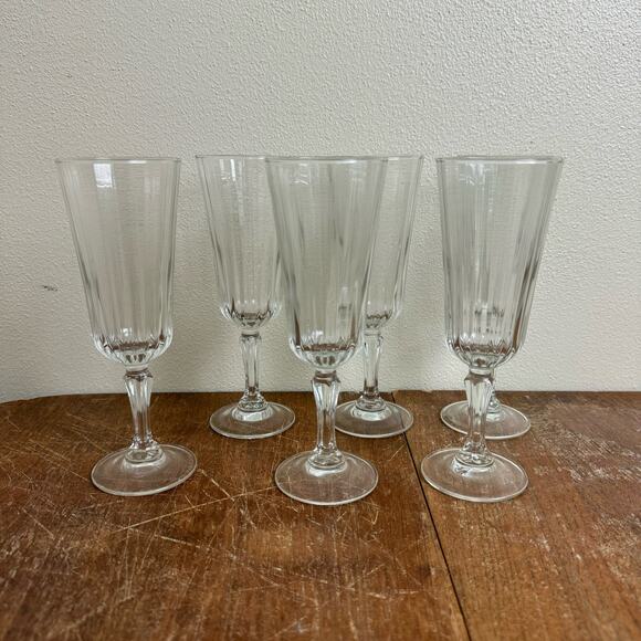 J.G. Durand Meridien Luminarc Ribbed Fluted Glasses Made‎ in France Set of 6 - Picture 1 of 5